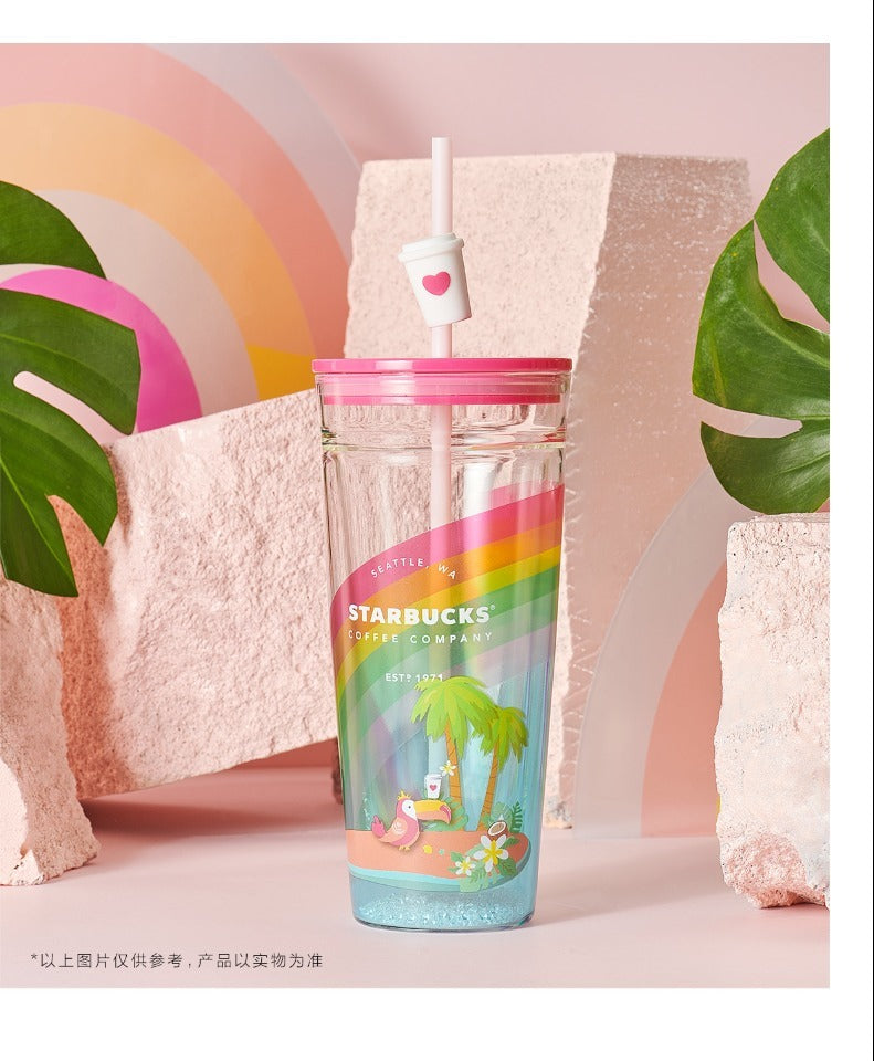 Reusable Boba Tumbler With Lid and Straw- Iridescent Cups, Glitter