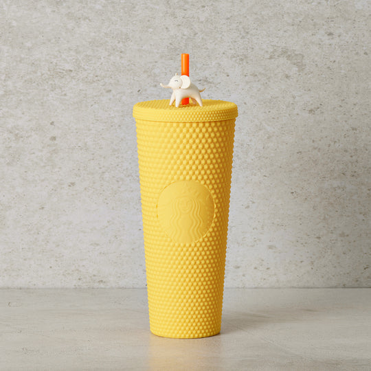 Hong Kong Starbucks - Online Exclusive - 24OZ YELLOW BLING COLD CUP W/ELEPHANT TOPPER