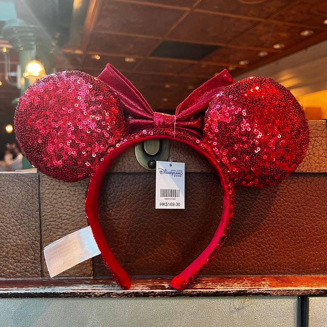 HKDL - Red sequin headband / ears
