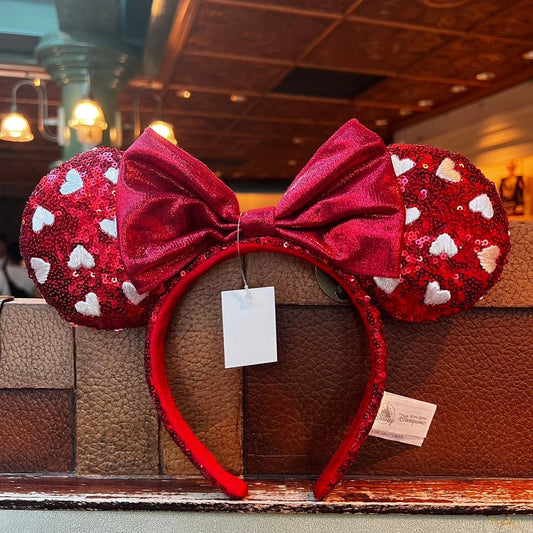 HKDL - Red sequin headband / ears