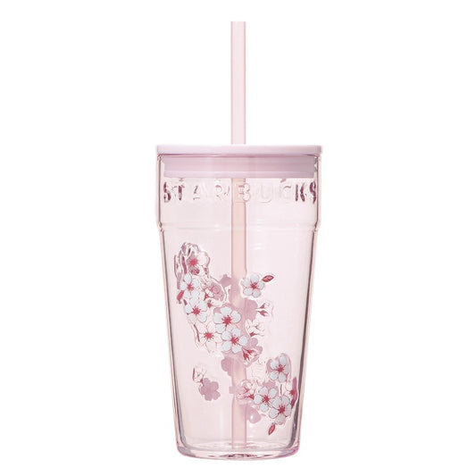Starbucks Japan SAKURA Shine Brightly 2026 collection merchandise. Limited edition series featuring glitter pink stainless bottles, Stanley collaboration tumblers in pink gradient, and color-changing cups. The design theme highlights vivid spring colors, metallic gold accents, and bright cherry blossom patterns.