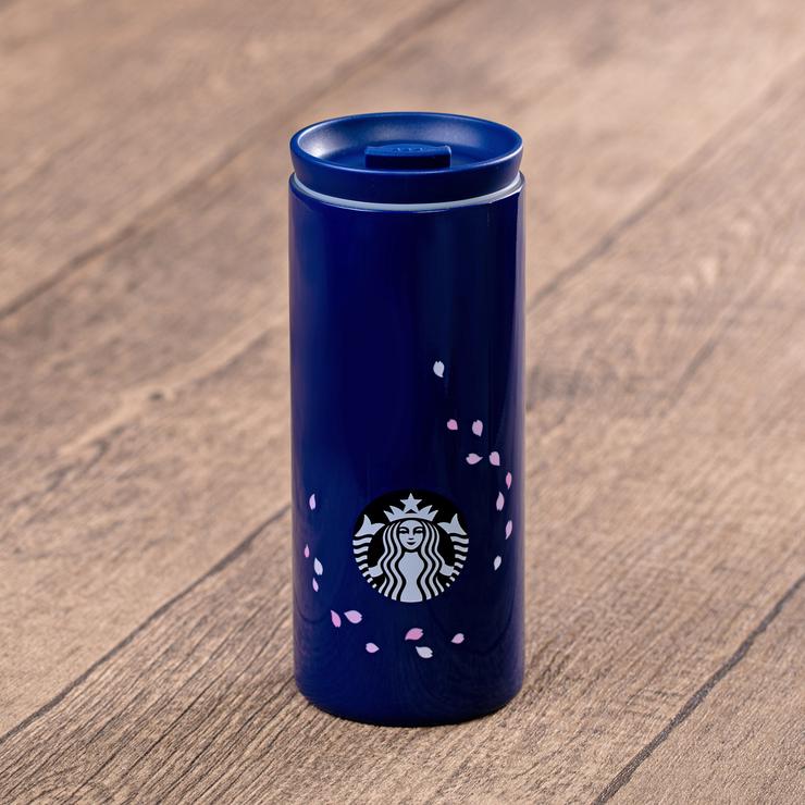 Hong Kong Starbucks - Spring Navy Blue Floating Petal Stainless Steel Tumbler 12oz