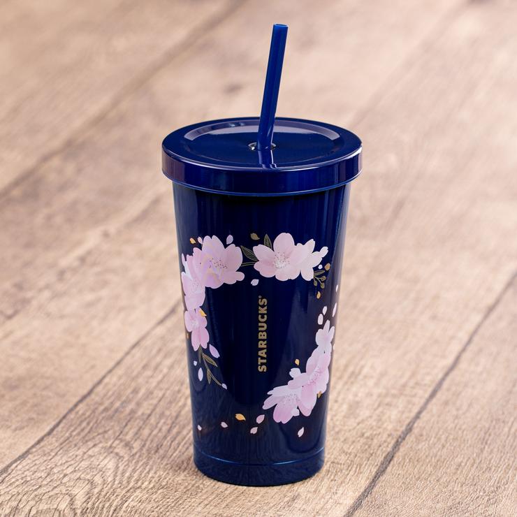 Hong Kong Starbucks - Spring21 Sakura Wreath Stainless Steel Cold Cup 18oz