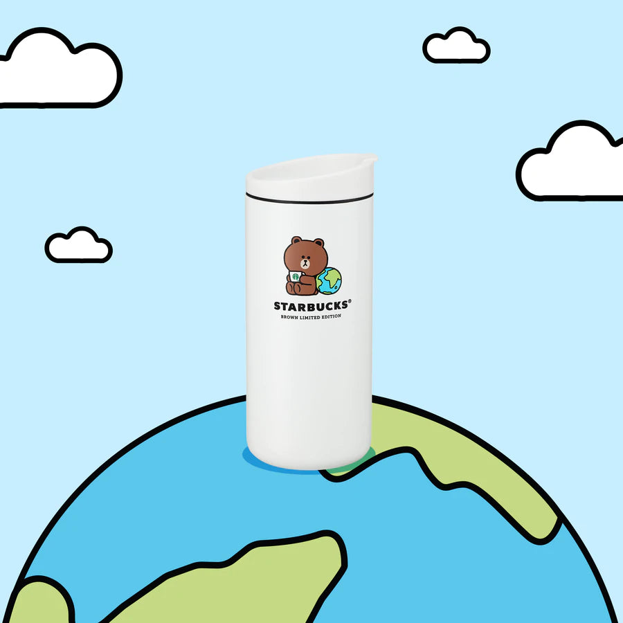 Hong Kong Starbucks - LINE Friends BROWN EARTH DAY 12OZ STAINLESS STEEL TUMBLER TO GO