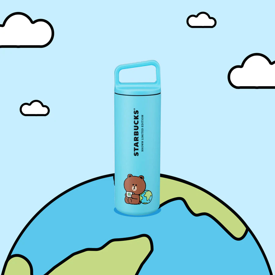 Hong Kong Starbucks - LINE Friends BROWN EARTH DAY 16OZ STAINLESS STEEL WATERBOTTLE