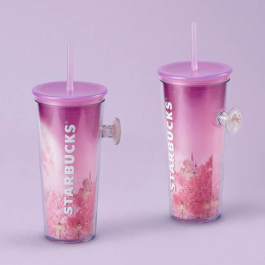 Hong Kong Starbucks - COLD CUP 16OZ PLASTIC CHERRY BLOSSOM MOON
