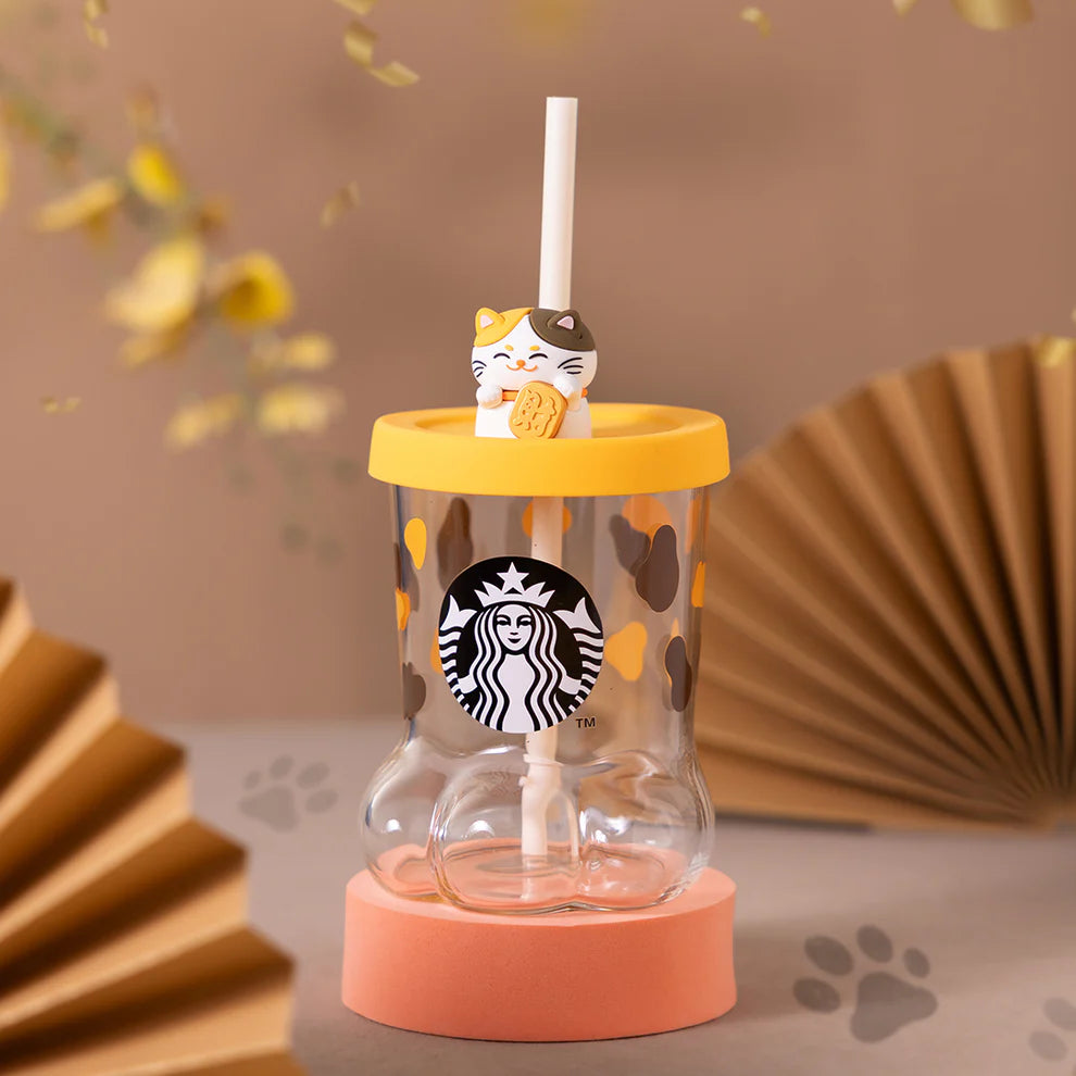Hong Kong Starbucks - 2026 - 12.2OZ CAT PAW GLASS WITH STRAW