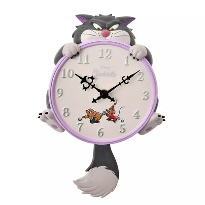 Disney Cat Day 2026 home decor item. High-quality lifestyle goods featuring a sophisticated 'chic antique' Disney Cat design. Perfect for adult Disney fans and cat lovers. Lucifer Wall Clock.