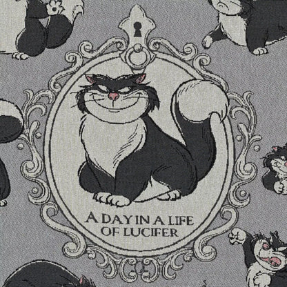 Blanket from the Disney Cat Day 2026 collection. Gray blanket featuring Lucifer, Jaq and Gus in a various adorable positions. Exclusive Japanese Disney merchandise celebrating February 22nd.