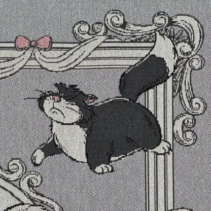 Blanket from the Disney Cat Day 2026 collection. Gray blanket featuring Lucifer, Jaq and Gus in a various adorable positions. Exclusive Japanese Disney merchandise celebrating February 22nd.