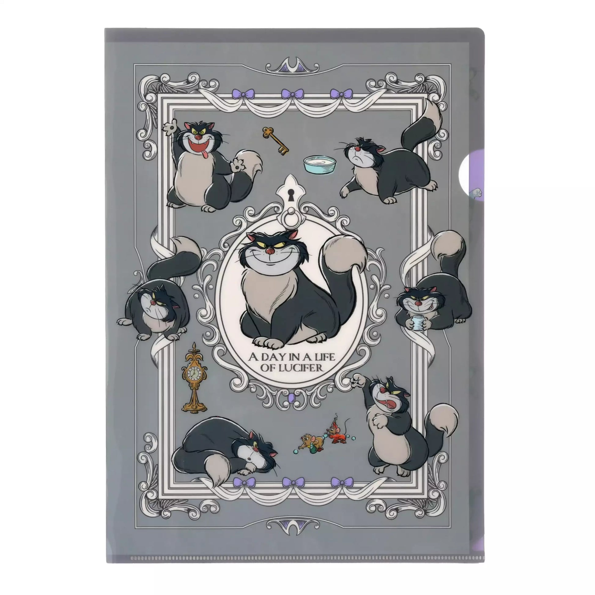 Disney Store Japan Cat Day 2026 limited edition merchandise. Japan exclusive Disney character goods featuring Lucifer, Figaro, and Marie with a chic antique design aesthetic. Figaro and Lucifer plastic folders. shop at LEALEA MART.