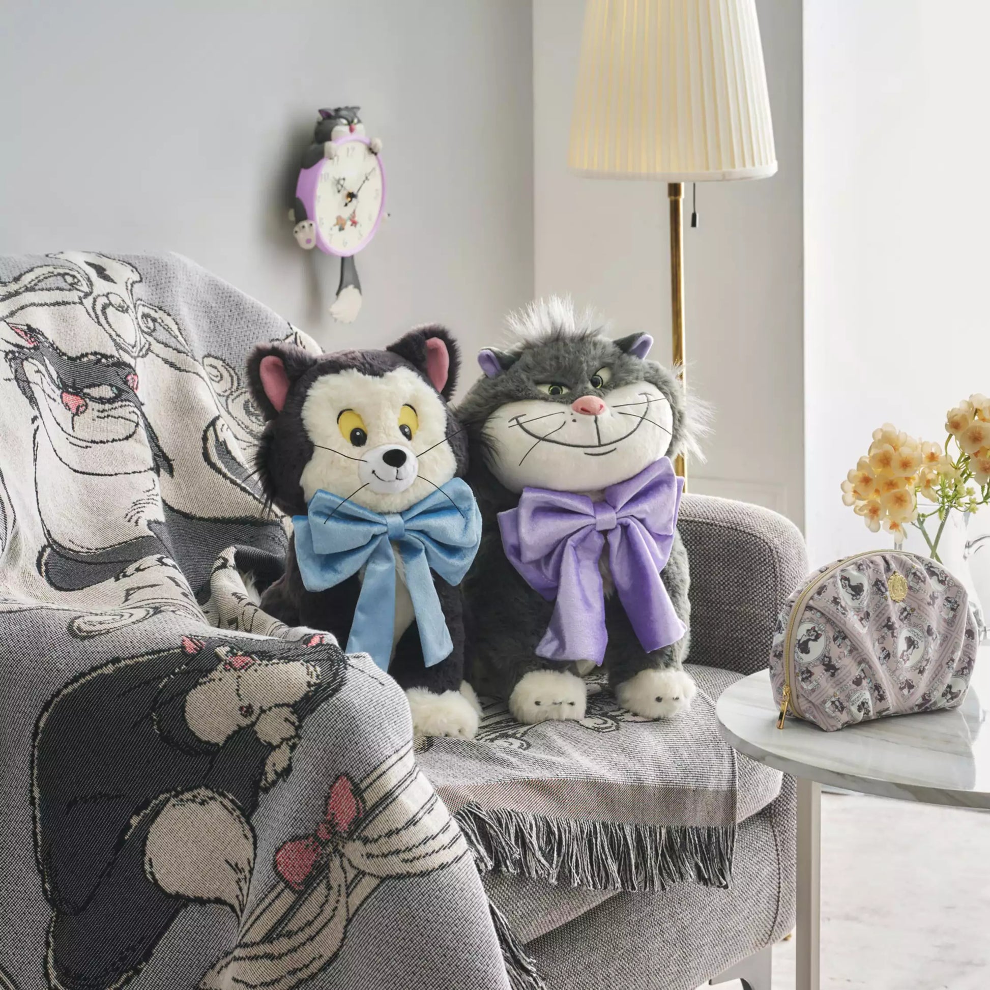 Disney Store Japan Cat Day 2026 limited edition merchandise. Japan exclusive Disney character goods featuring Lucifer, Figaro, and Marie with a chic antique design aesthetic. Figaro plush.