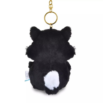Lucifer and Figaro plush keychains from the Disney Cat Day 2026 series. Fluffy stuffed animal keychains holding a yarn ball or mouse toy. These interactive plushies vibrate when the pull-string toy is pulled.