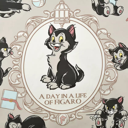 Scarf from the Disney Cat Day 2026 collection. White polyester scarf featuring Figaro in various adorable positions. Exclusive Japanese Disney merchandise celebrating February 22nd.