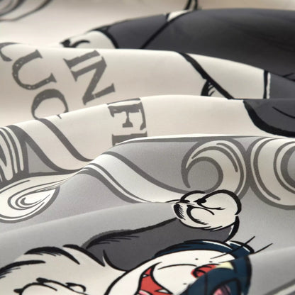 Scarf from the Disney Cat Day 2026 collection. Gray polyester scarf featuring Lucifer in various adorable positions. Exclusive Japanese Disney merchandise celebrating February 22nd.