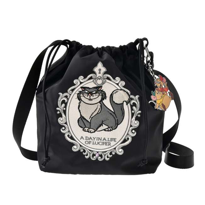 Disney Store Japan Cat Day 2026 limited edition merchandise. Japan exclusive Disney character goods featuring Lucifer, Figaro, and Marie with a chic antique design aesthetic. Lucifer shoulder bag. shop at LEALEA MART.