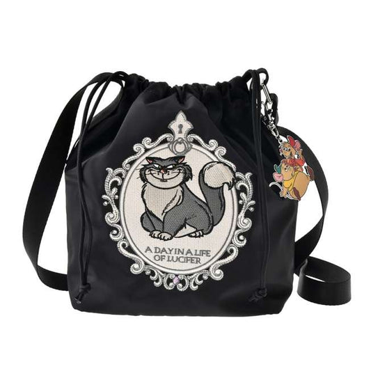 Disney Store Japan Cat Day 2026 limited edition merchandise. Japan exclusive Disney character goods featuring Lucifer, Figaro, and Marie with a chic antique design aesthetic. Lucifer shoulder bag. shop at LEALEA MART.