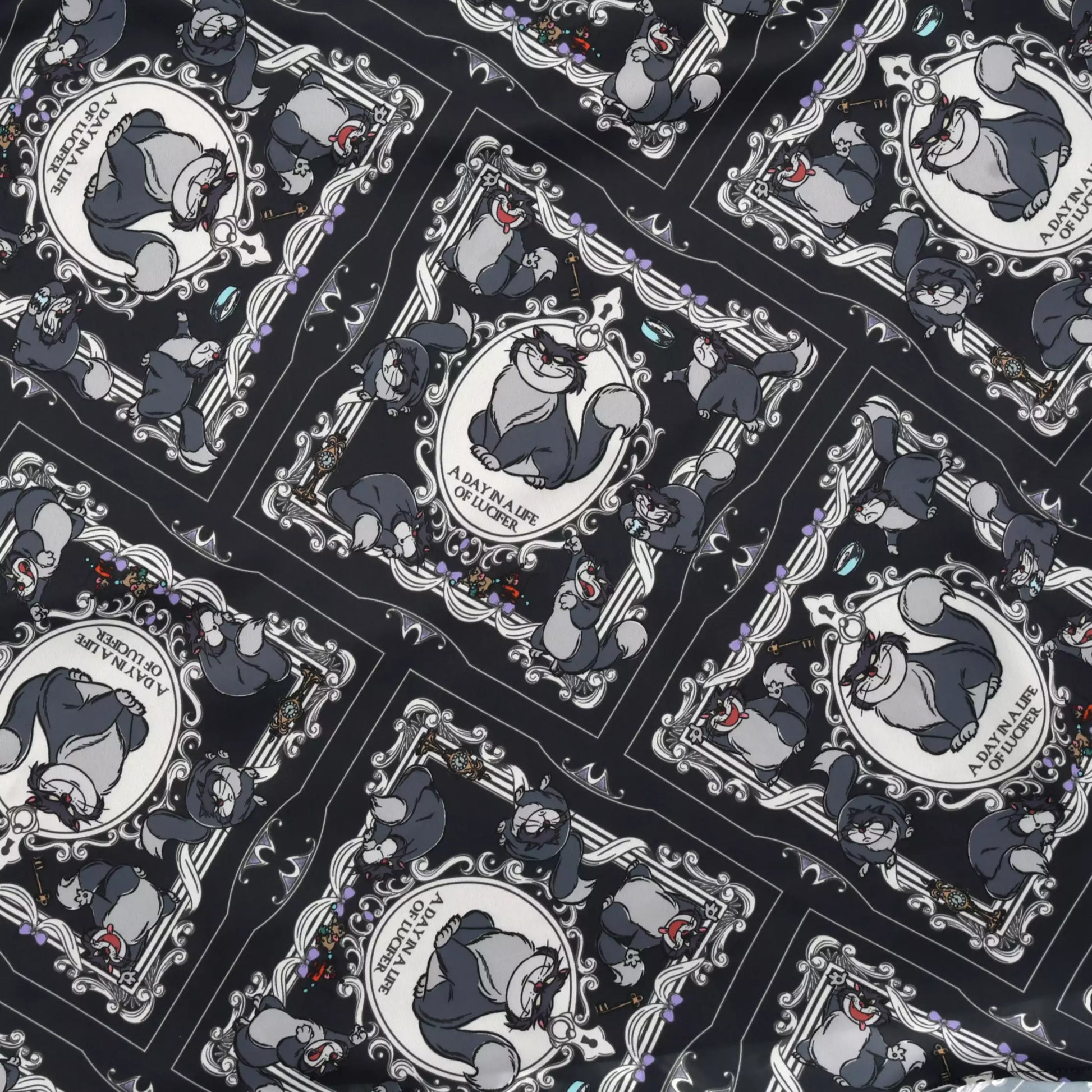 Skirt from the Disney Cat Day 2026 collection. Black polyester skirt featuring Lucifer in a sitting pose. Exclusive Japanese Disney merchandise celebrating February 22nd.