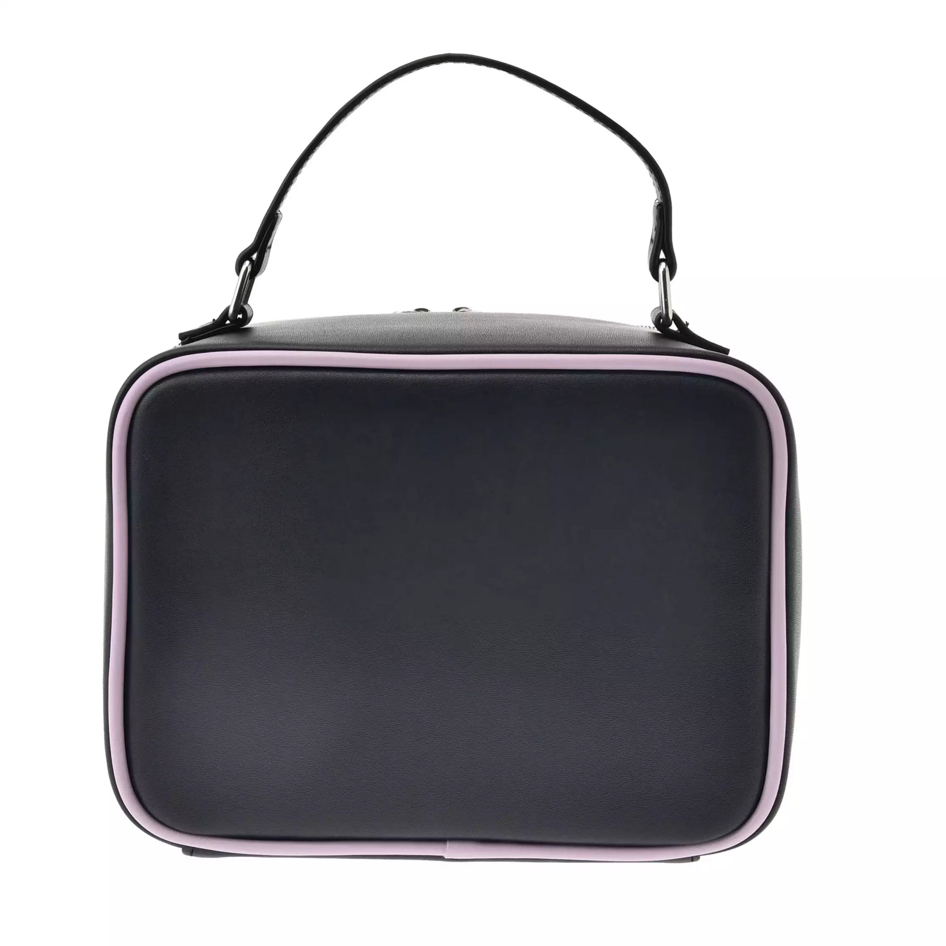 Disney Store Japan Cat Day makeup pouch. A soft zippered cosmetic bag in muted grey and beige tones, embroidered with Disney villain cat Lucifer. Features gold zipper details and antique-style lining.