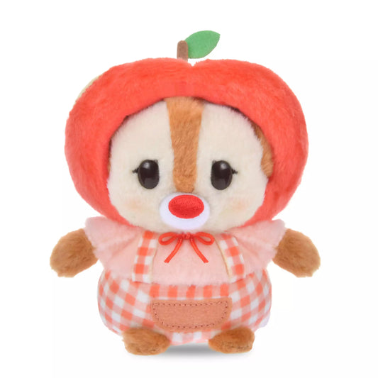Urupocha-chan Glossy Fruits series plush doll. Small palm-sized Disney character sitting in a fruit-themed outfit. Japan exclusive collectible plush.
