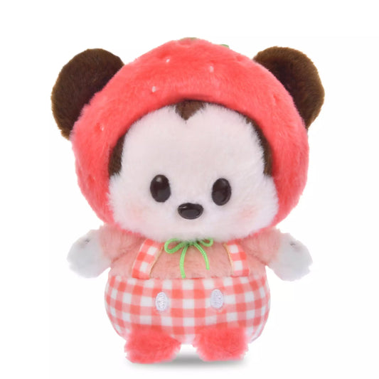 Urupocha-chan Glossy Fruits series plush doll. Small palm-sized Disney character sitting in a fruit-themed outfit. Japan exclusive collectible plush.