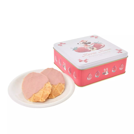 Waffle cookie comes with a pink can embossed with Minnie design by Disney Store Japan.