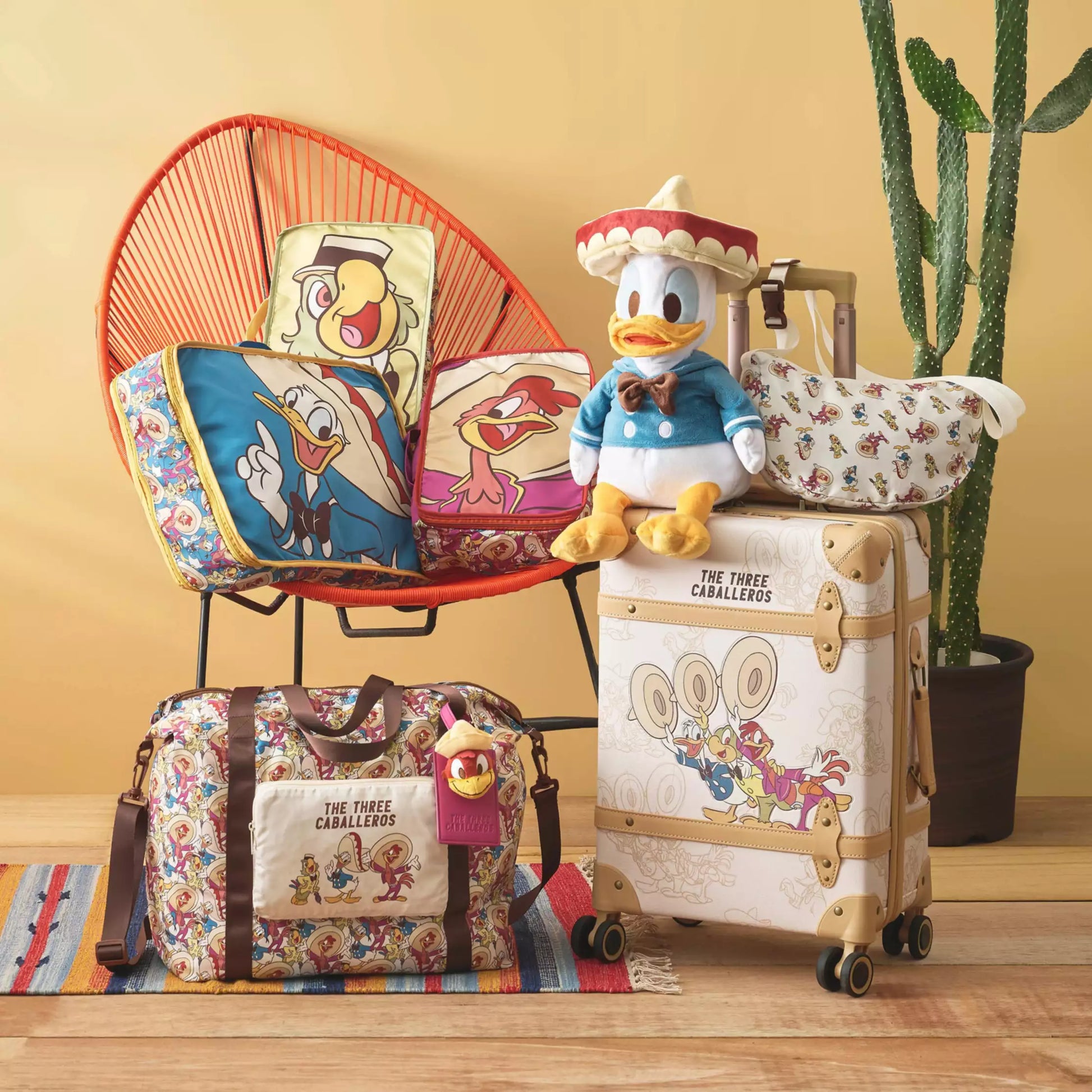 Disney Store Japan-Travel with Amigos-Reversible Neck Pillow. Donald, José and Panchito the Three Caballeros. Shop at LEALEA MART.