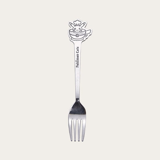 Silver Fork with the logo of Pokemon Cafe on the top. Shop at LEALEA MART.