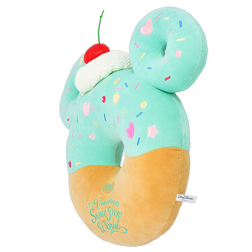 Cushion shape like a donut with sprinkles and a cherry on top, featuring the event 'Vanellope's Sweet Pop World' by Tokyo Disneyland.
