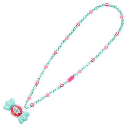 Necklace with turquoise and pink beads featuring a candy of Vanellope's Sweet Pop World. Shop at LEALEA MART.