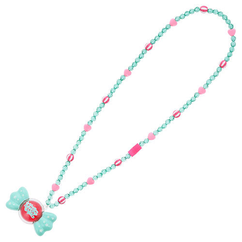 Necklace with turquoise and pink beads featuring a candy of Vanellope's Sweet Pop World. Shop at LEALEA MART.