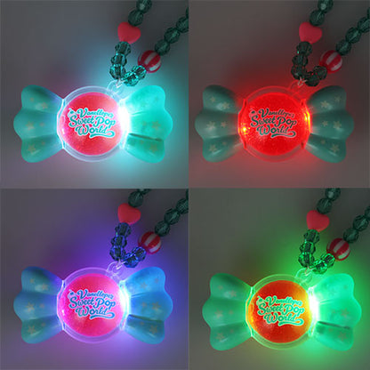 Necklace with turquoise and pink beads featuring a candy of Vanellope's Sweet Pop World. Shop at LEALEA MART.