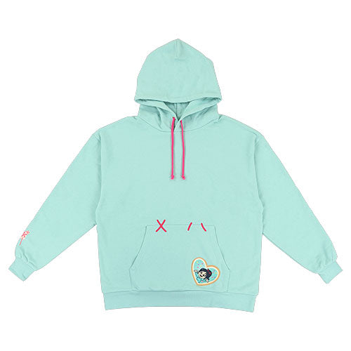 Light blue parka with a small design on the chest pocket. Vanellope in a small heart. Shop at LEALEA MART.