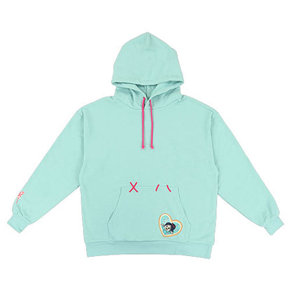 Light blue parka with a small design on the chest pocket. Vanellope in a small heart. Shop at LEALEA MART.