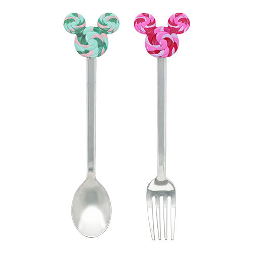 TDR-Vanellope's Sweet Pop World 2026-Utensil Set featuring Mickey's head in green and pink. Shop at LEALEA MART. 