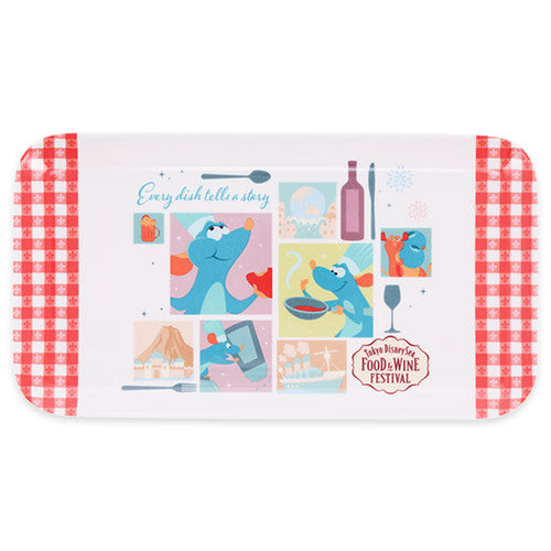 A tray featuring Chef Remy from the 'Food & Wine Festival 2026' collection. The design includes motifs of cheese, grapes, and wine, perfect for making your dining table lively as described in the festival theme.