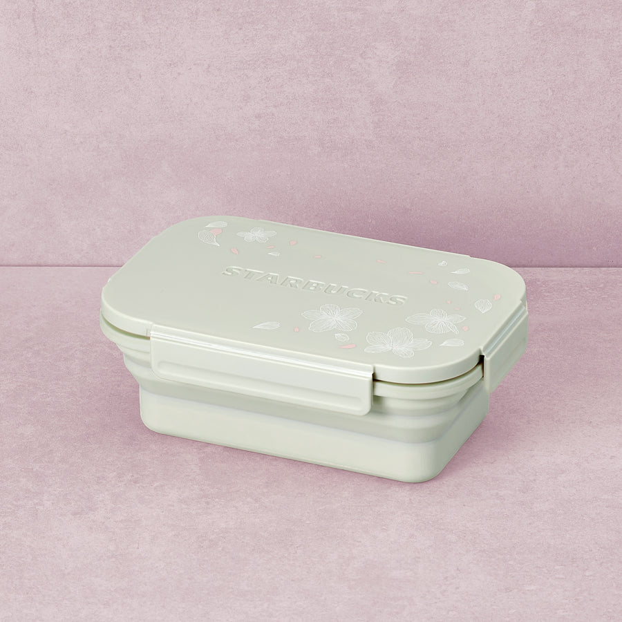 Hong Kong Starbucks Sakura Collection 2022 - WHITE CHERRY BLOSSOM COLLAPSIBLE LUNCH BOX (1L)