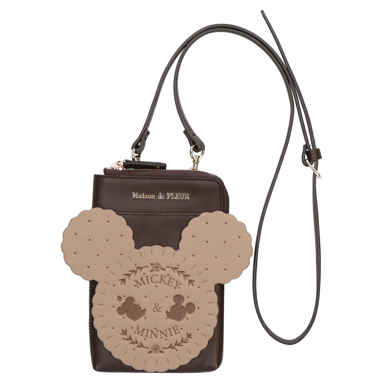 SDJ - Japan Maison de FLEUR Mickey Mouse Cell Phone Bag (Brown)