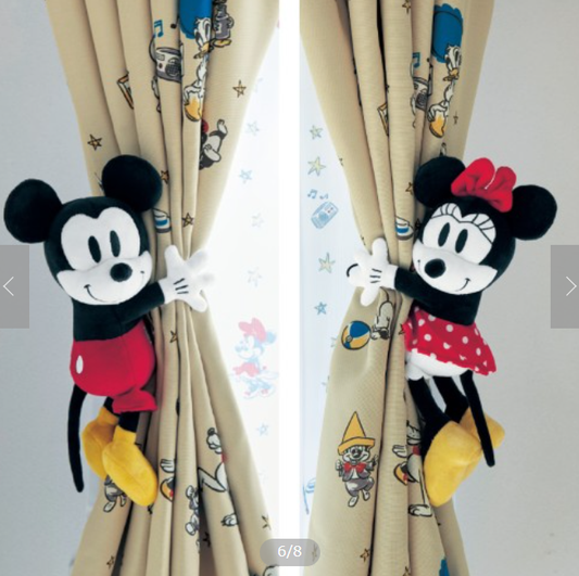 Japan Curtain Holder Plush Set - Mickey and Minnie