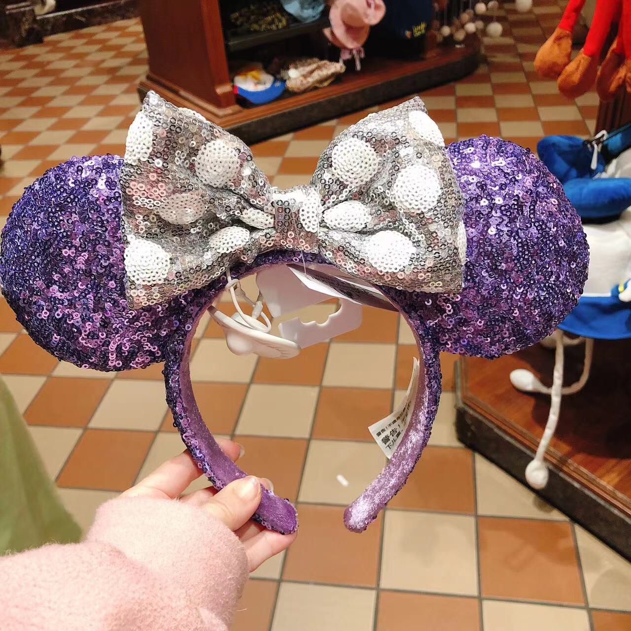 SHDL - Purple sequin silver ribbon ears