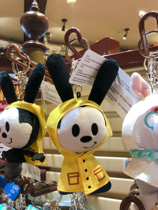 HKDL - Oswald the Lucky Rabbit raincoat keychain plush