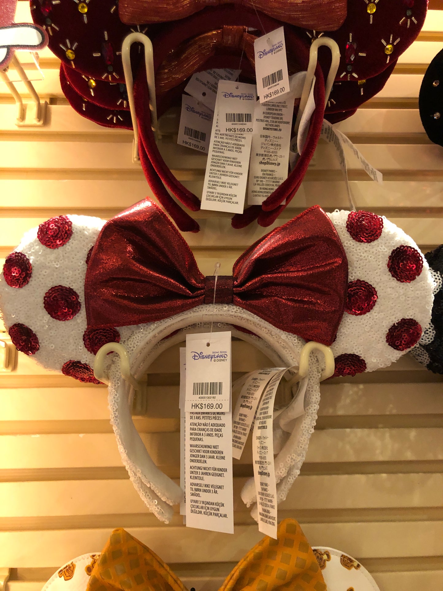 HKDL White and Red dots ears